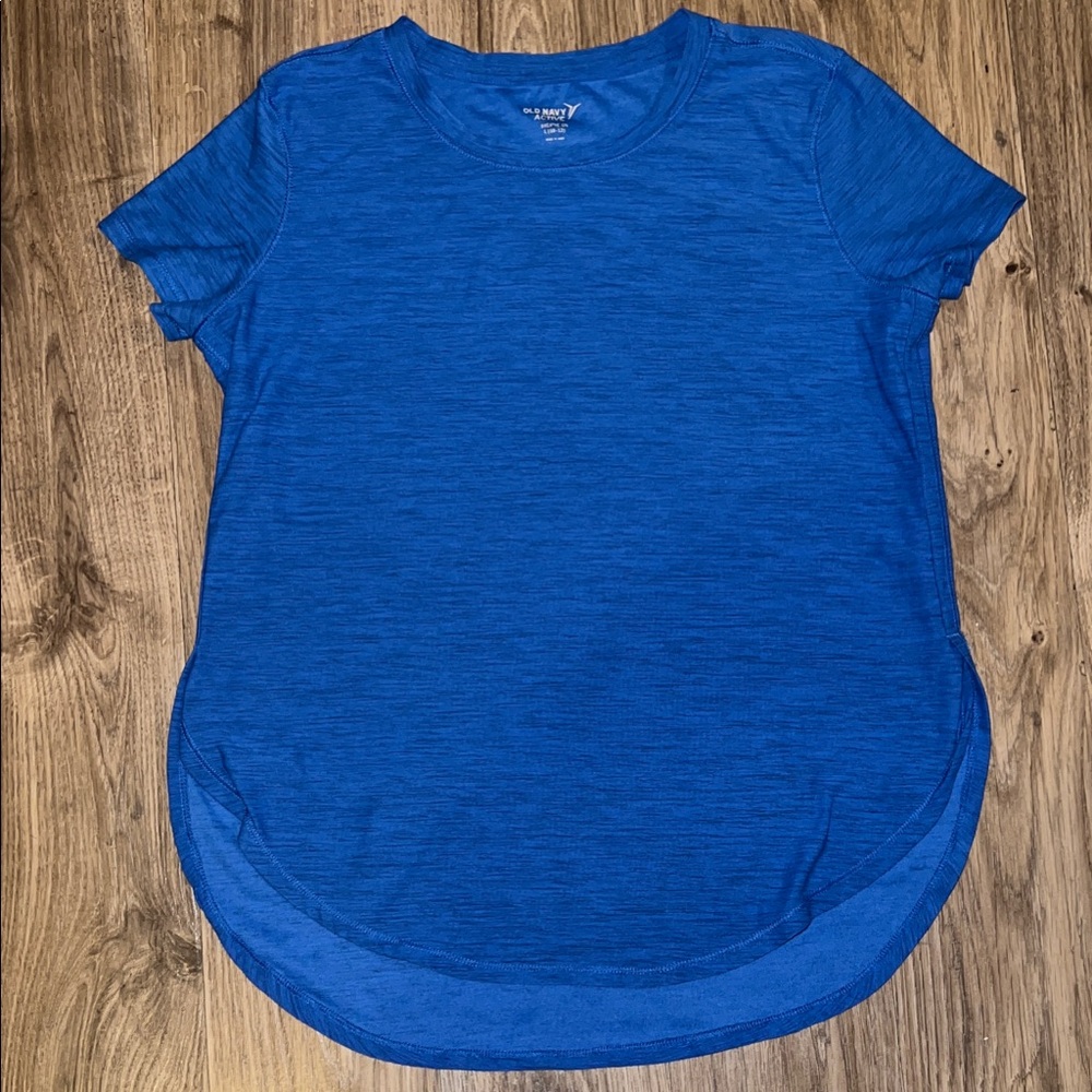 Old Navy Electric Blue Short Sleeve Scoop Hem Tee
